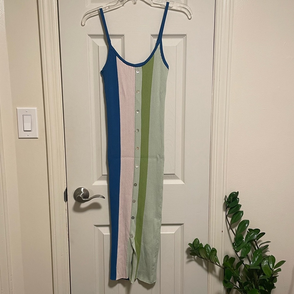 Cider Colorful Striped Midi Dress